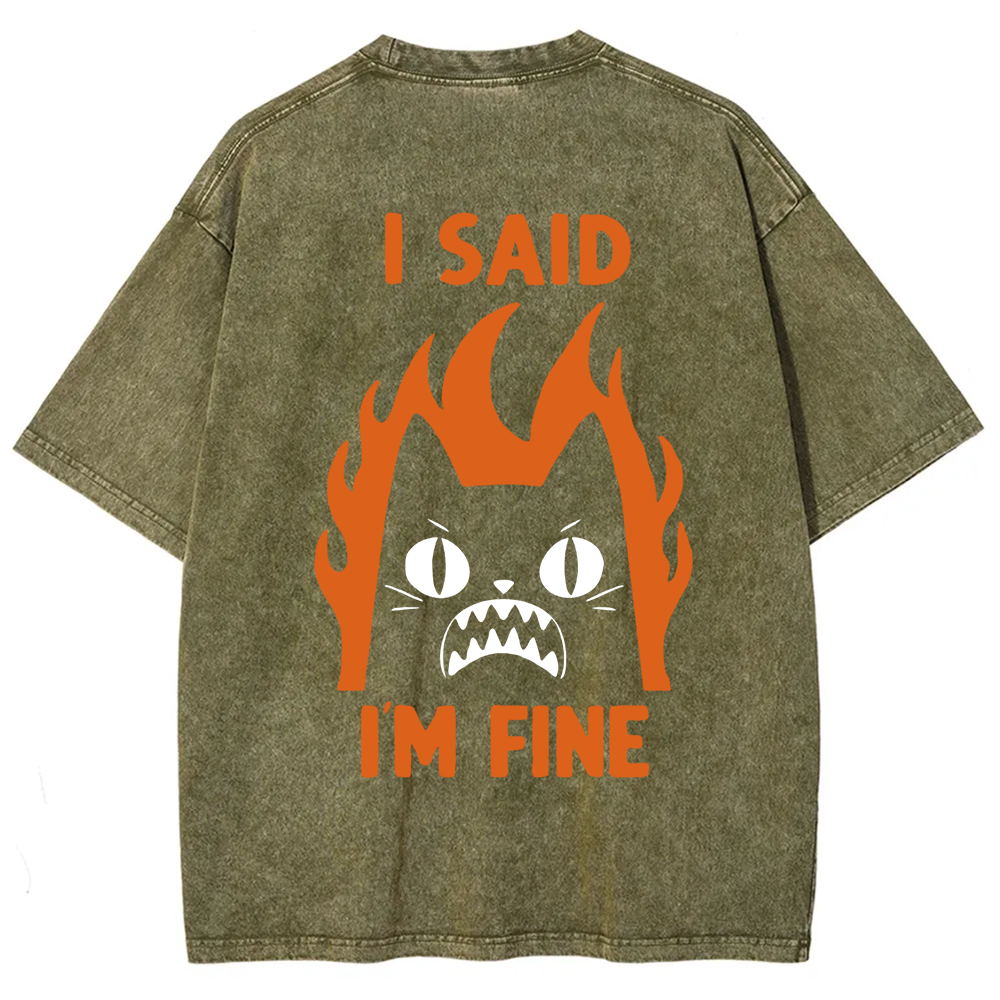 Unisex Vintage I am Fine Cat t-Shirt
