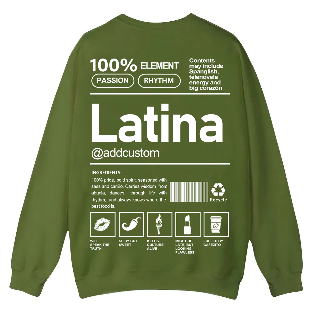 Latina Addcustom Unisex Fit  Casual Crewneck Sweatshirt wearishow