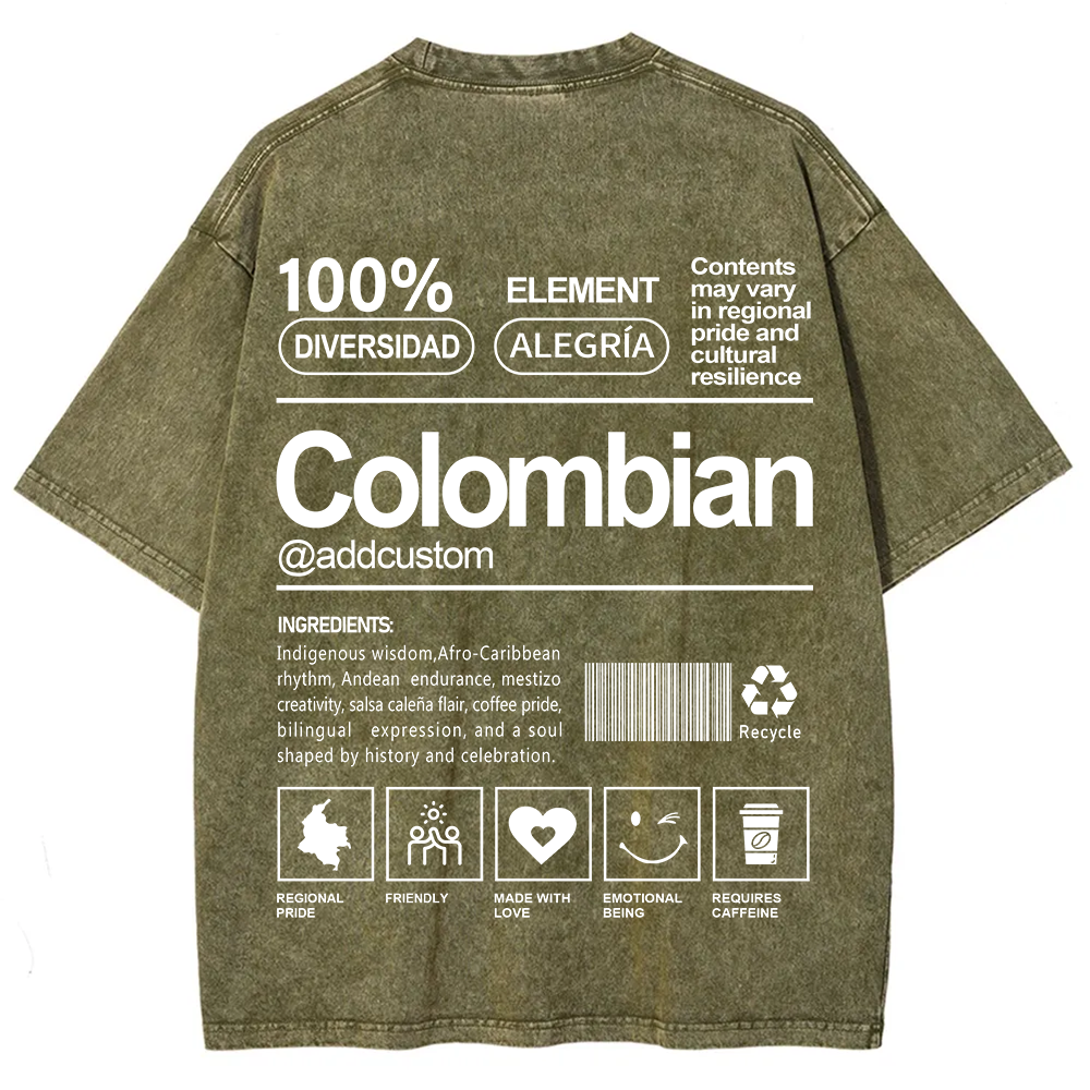 Colombian Addcustom Unisex Fit  Washed T-Shirt