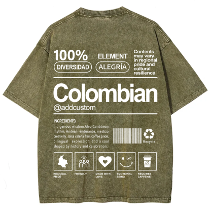 Colombian Addcustom Unisex Fit  Washed T-Shirt