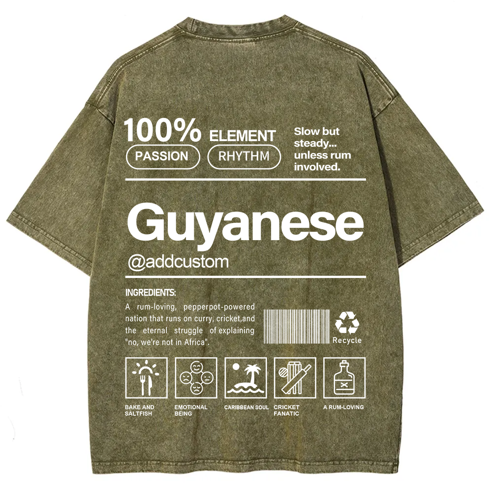 Guyanese Addcustom Unisex Fit  Washed T-Shirt