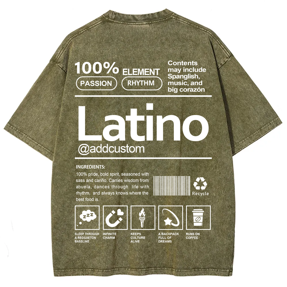 Latino Addcustom Unisex Fit  Washed T-Shirt