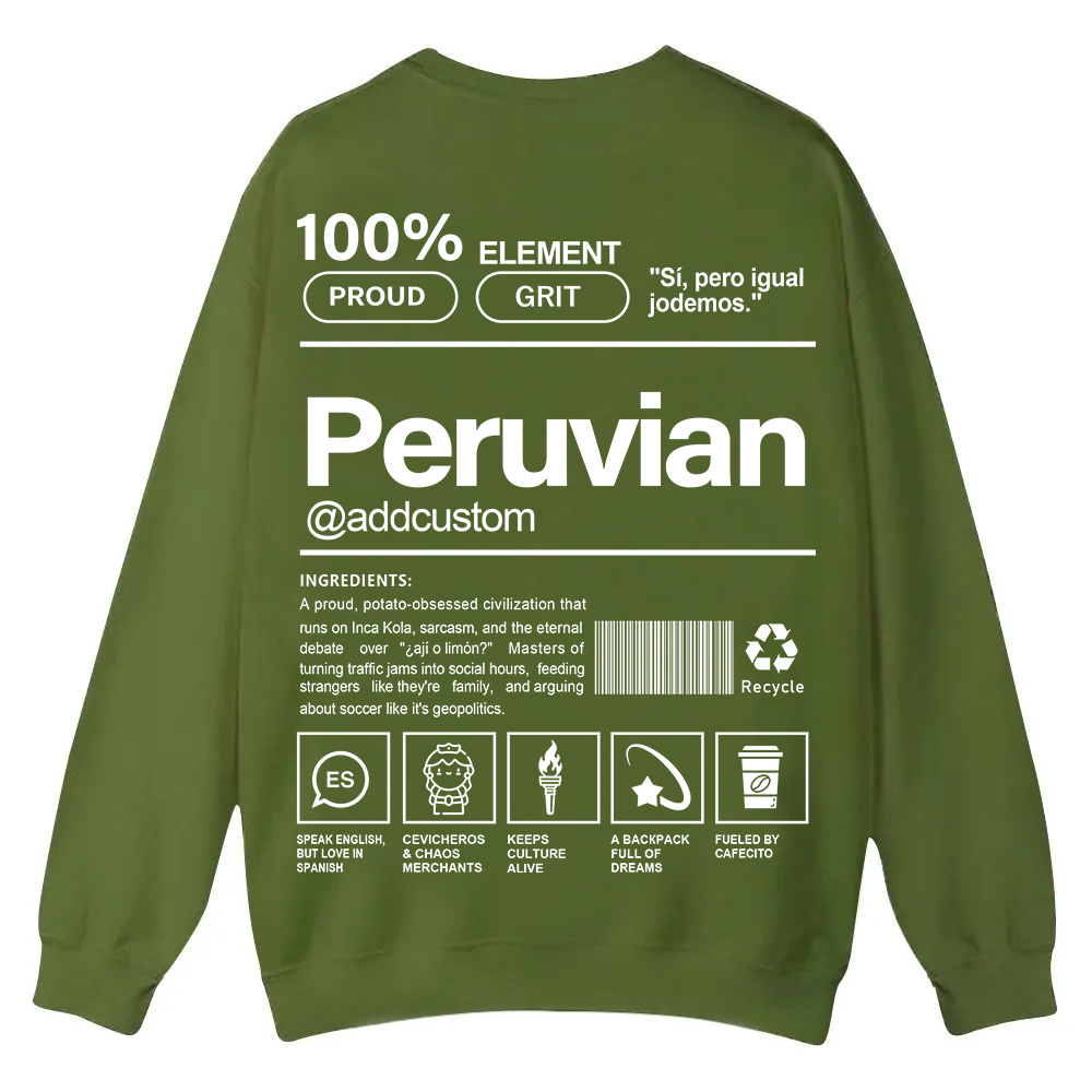 Peruvian Addcustom Unisex Fit  Casual Crewneck Sweatshirt wearishow