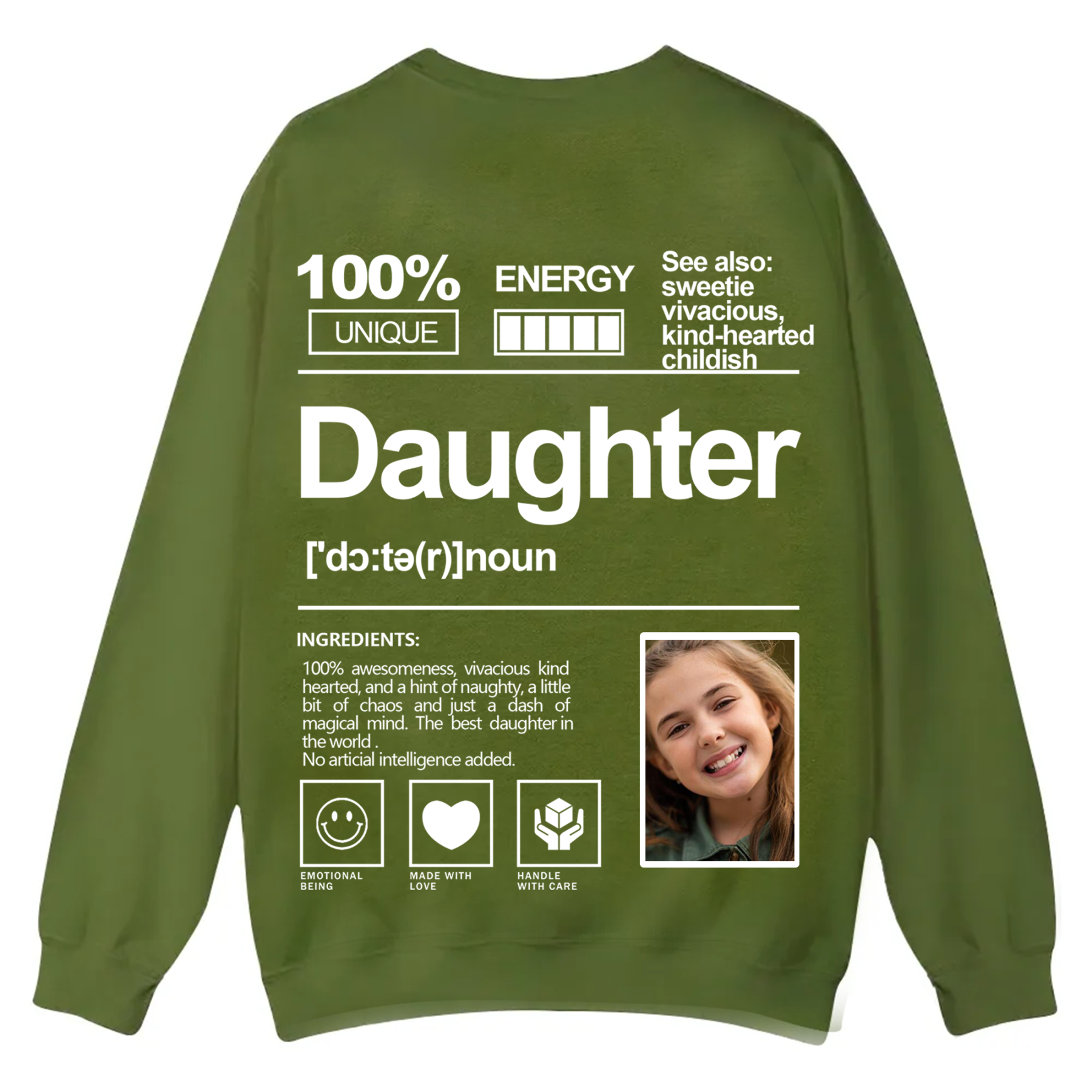 Addcustom  Photo Daughter Casual Crewneck Sweatshirt