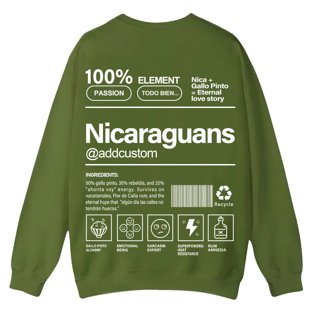 Nicaraguans Addcustom Unisex Fit  Casual Crewneck Sweatshirt wearishow
