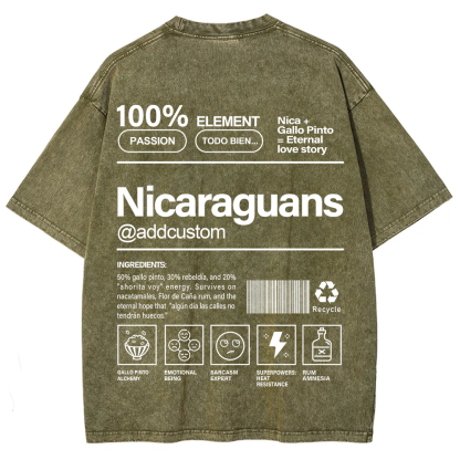 Nicaraguans Addcustom Unisex Fit  Washed T-Shirt