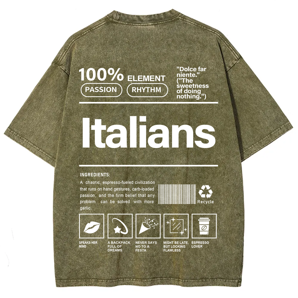 Italians Unisex Fit  Washed T-Shirt