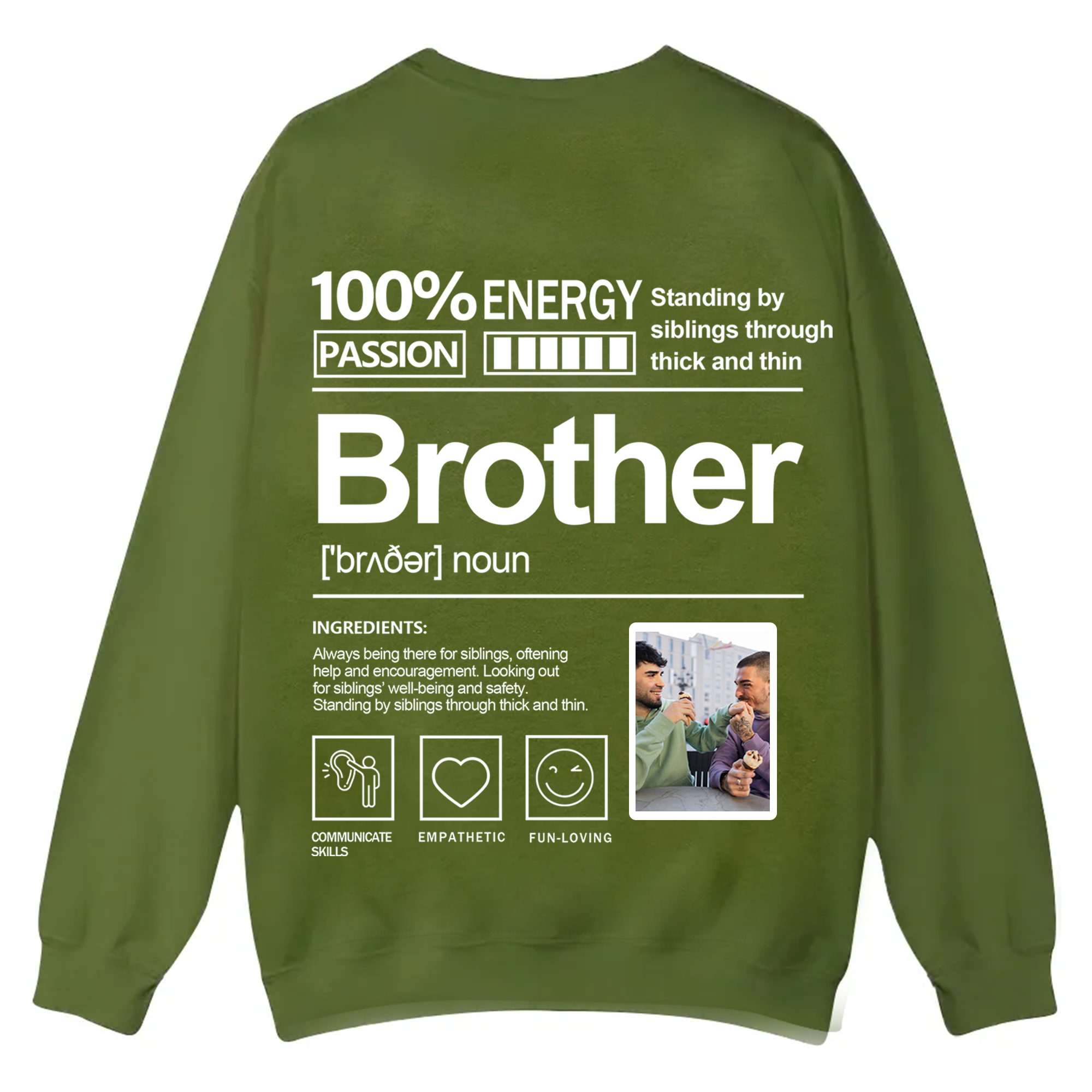 Addcustom  Photo Brother Casual Crewneck Sweatshirt