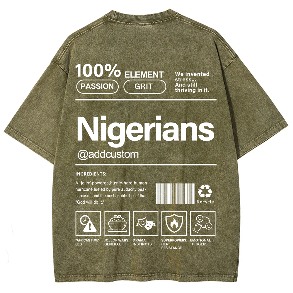 Nigerians Addcustom Unisex Fit  Washed T-Shirt