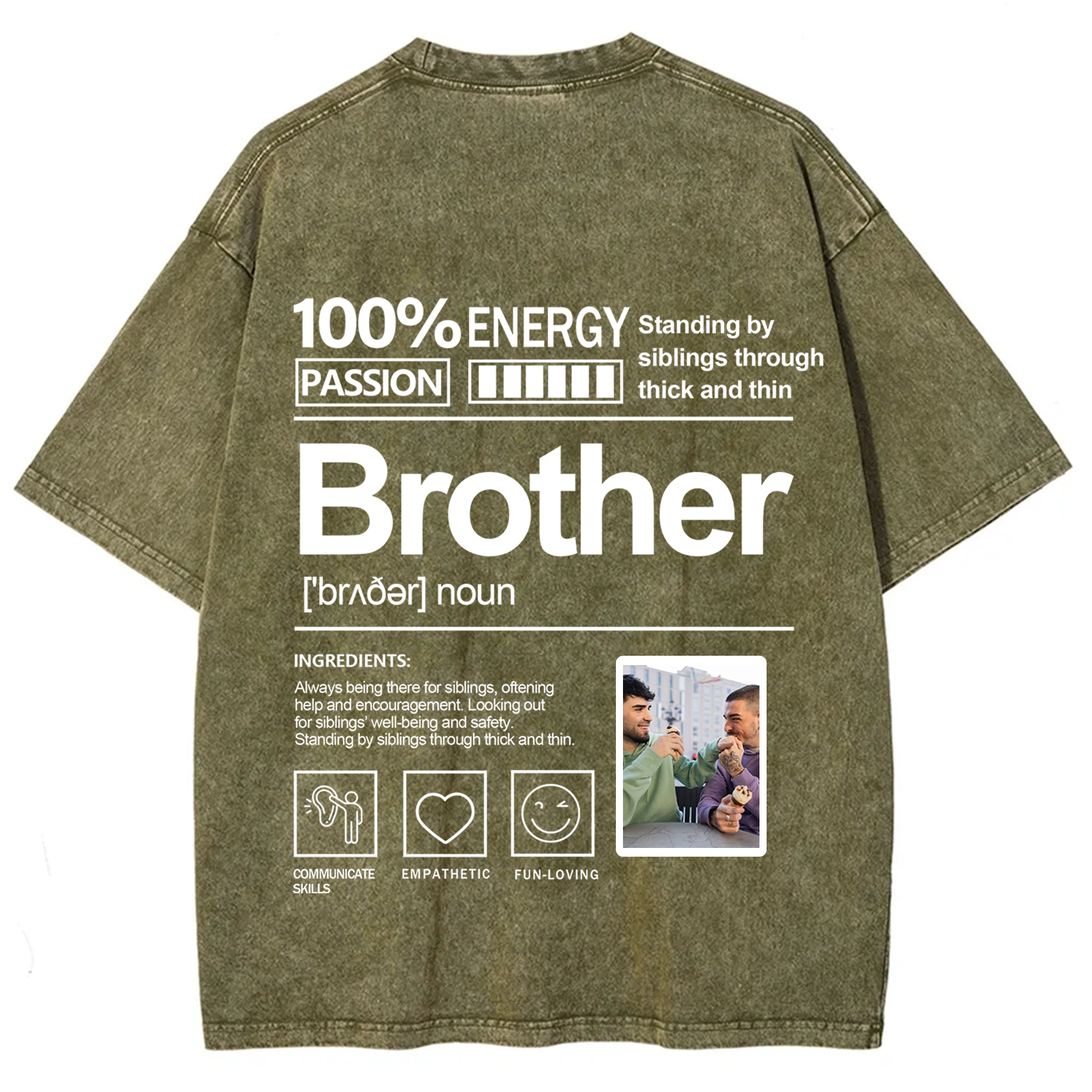 Addcustom Photo Brother Washed T-Shirt