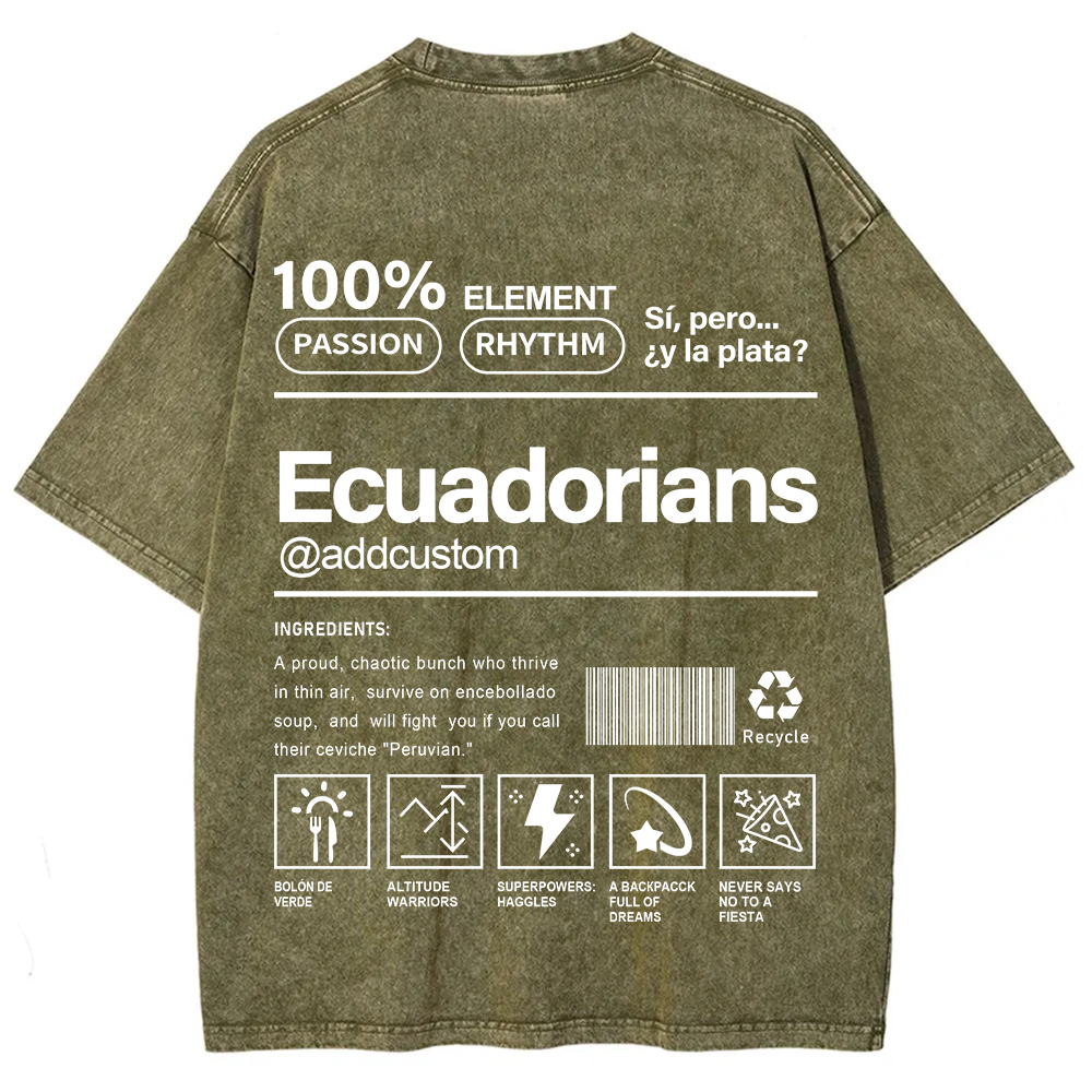 Ecuadorians Addcustom Unisex Fit  Washed T-Shirt