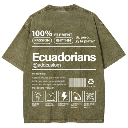 Ecuadorians Addcustom Unisex Fit  Washed T-Shirt