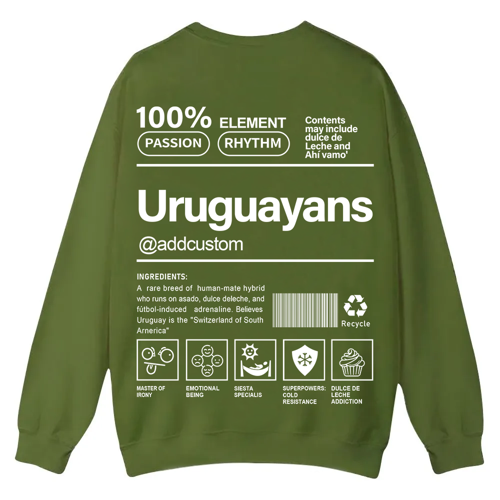 Uruguayans Addcustom Unisex Fit  Casual Crewneck Sweatshirt wearishow