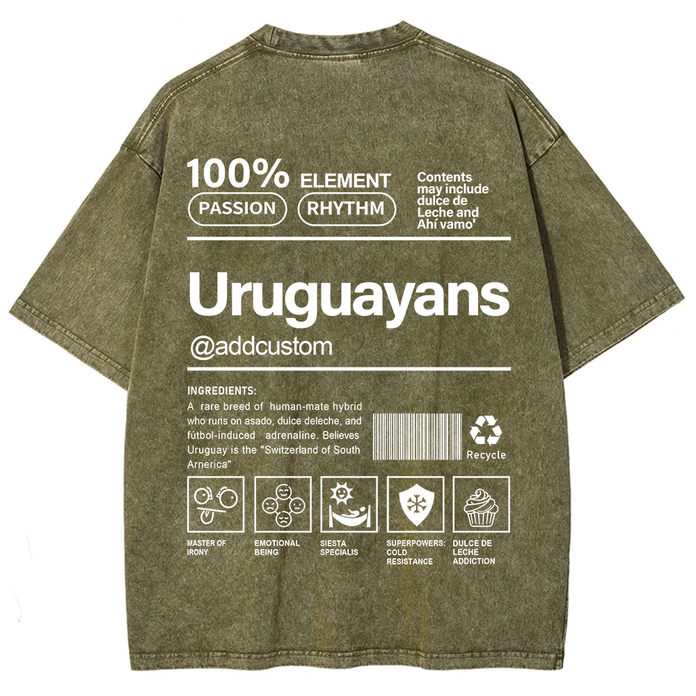 Uruguayans Addcustom Unisex Fit  Washed T-Shirt