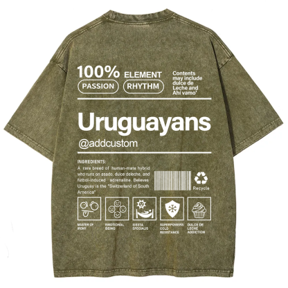 Uruguayans Addcustom Unisex Fit  Washed T-Shirt