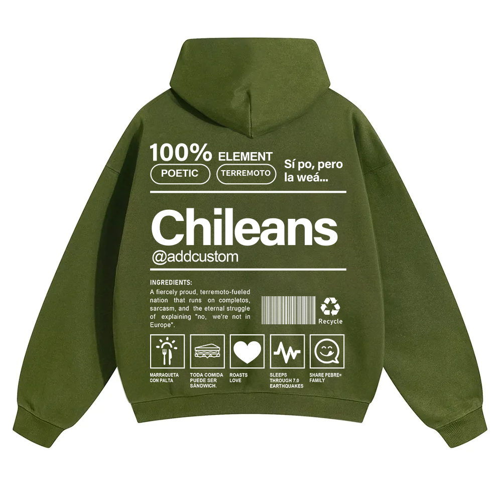 Chileans Addcustom Unisex Fit Color Hoodie wearishow