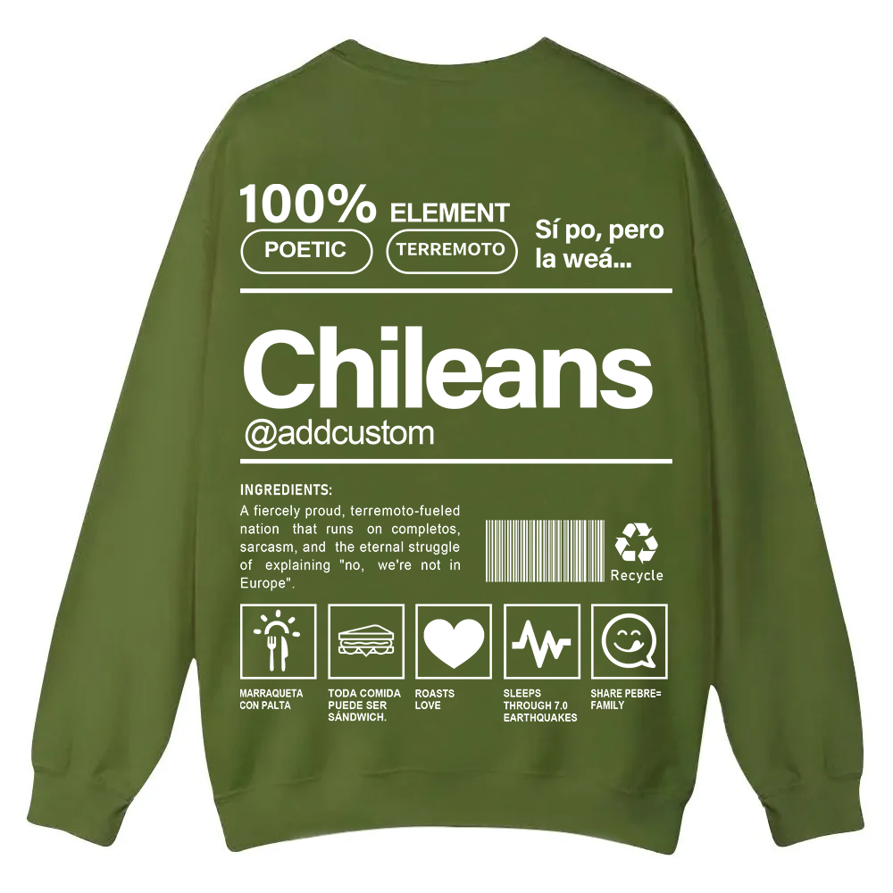 Chileans Addcustom Unisex Fit  Casual Crewneck Sweatshirt wearishow