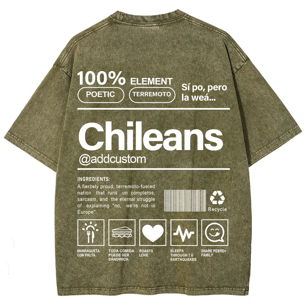 Chileans Addcustom Unisex Fit  Washed T-Shirt
