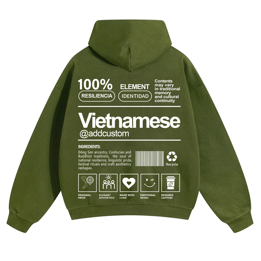 Vietnamese Addcustom Unisex Fit Color Hoodie wearishow