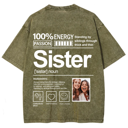 Addcustom Photo Sister Washed T-Shirt