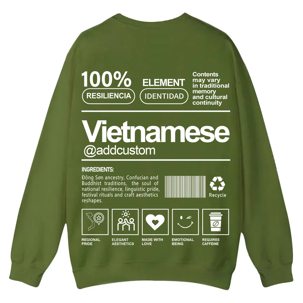 Vietnamese Addcustom Unisex Fit  Casual Crewneck Sweatshirt wearishow