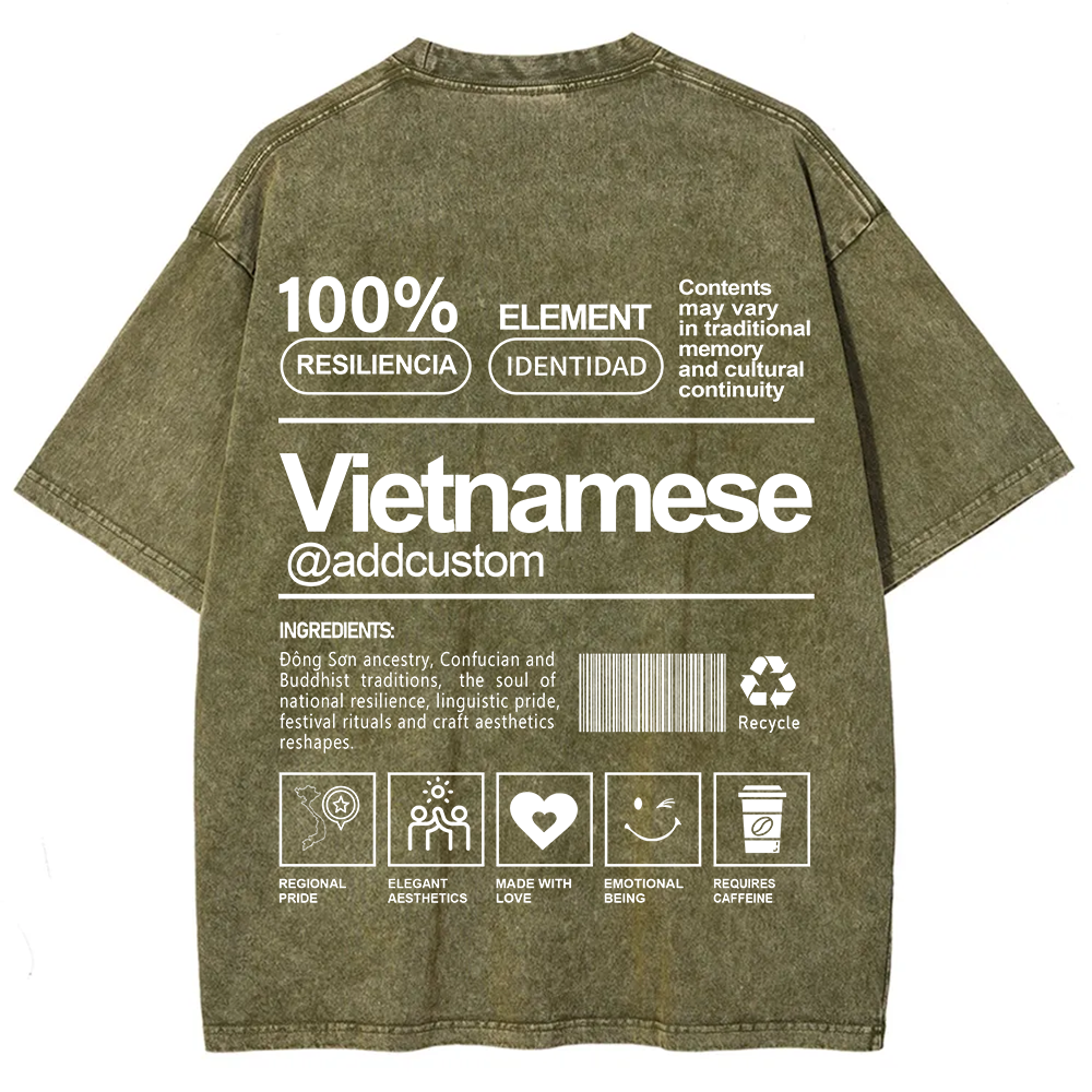 Vietnamese Addcustom Unisex Fit  Washed T-Shirt