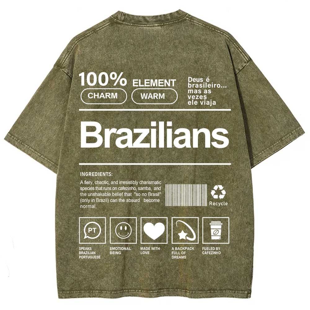 Brazilians Unisex Fit  Washed T-Shirt