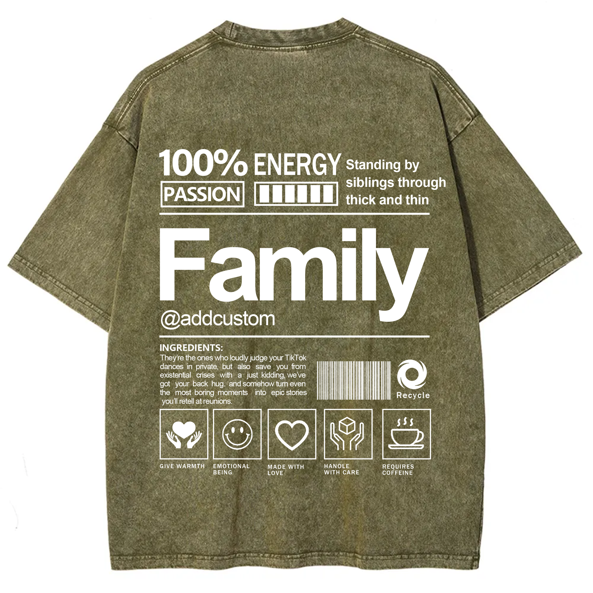 Family Addcustom Washed T-Shirt