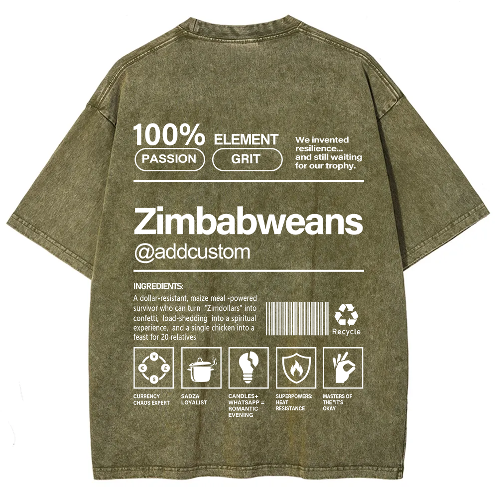 Zimbabweans Addcustom Unisex Fit  Washed T-Shirt