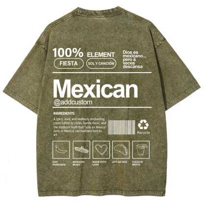 Mexican Addcustom Unisex Fit  Washed T-Shirt