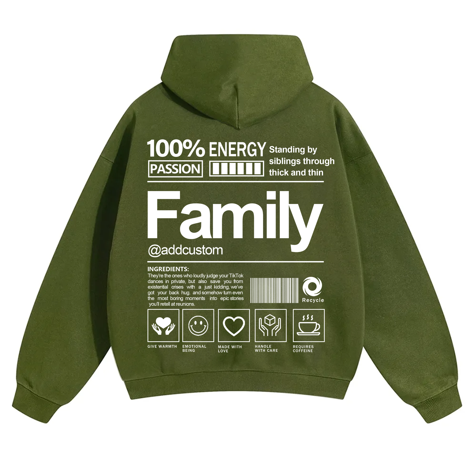 Family Addcustom Solid Color Hoodie