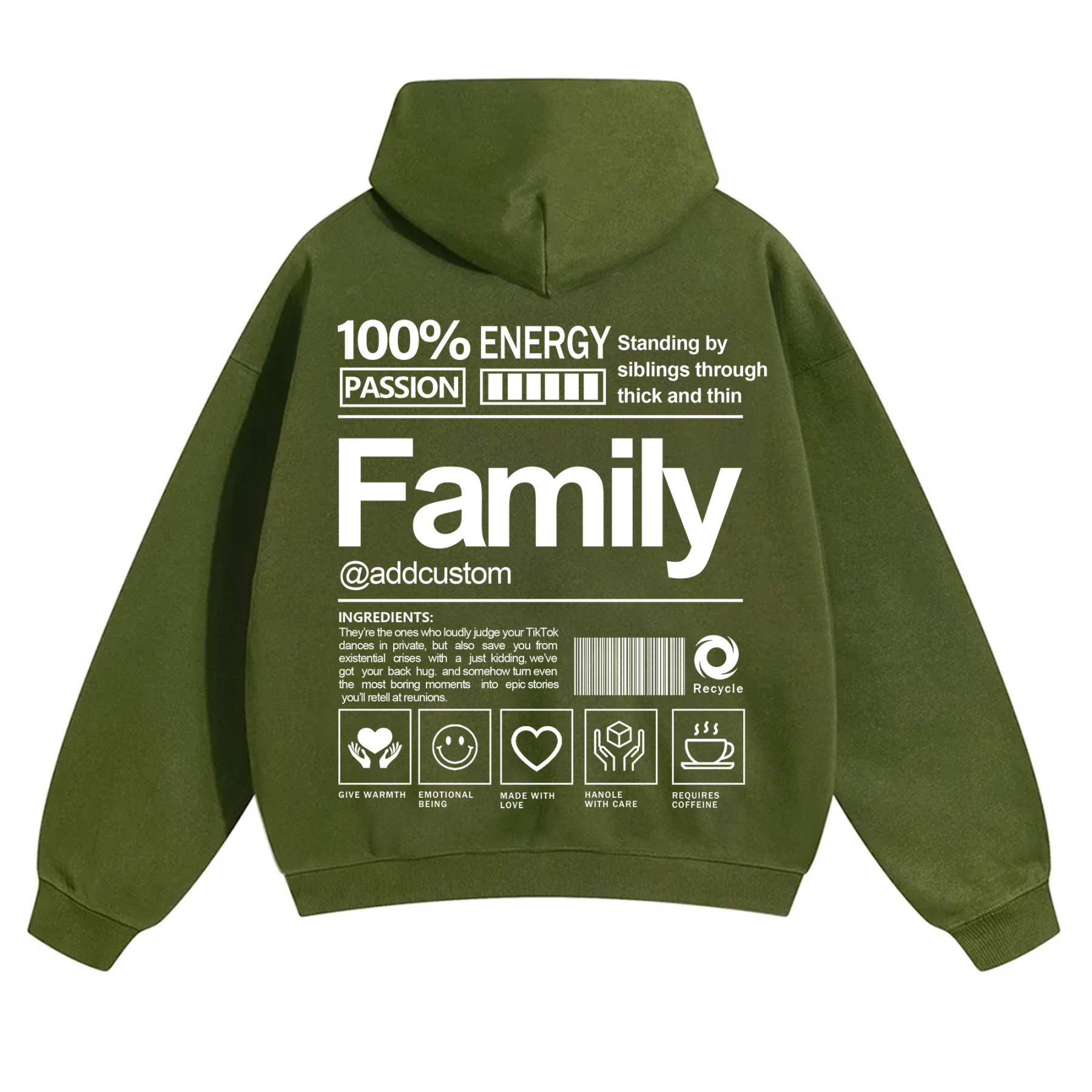 Family Addcustom Solid Color Hoodie