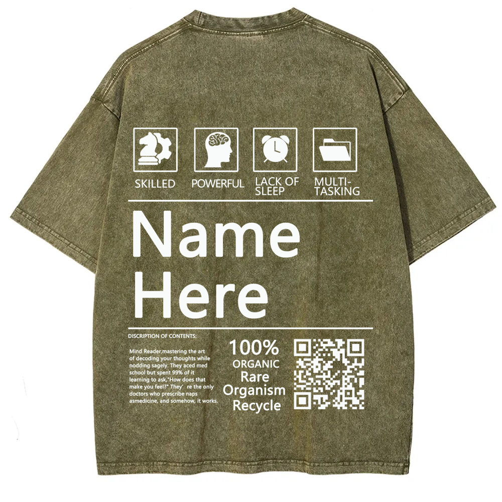 QR Code Customized Unisex Fit Washed T-Shirt