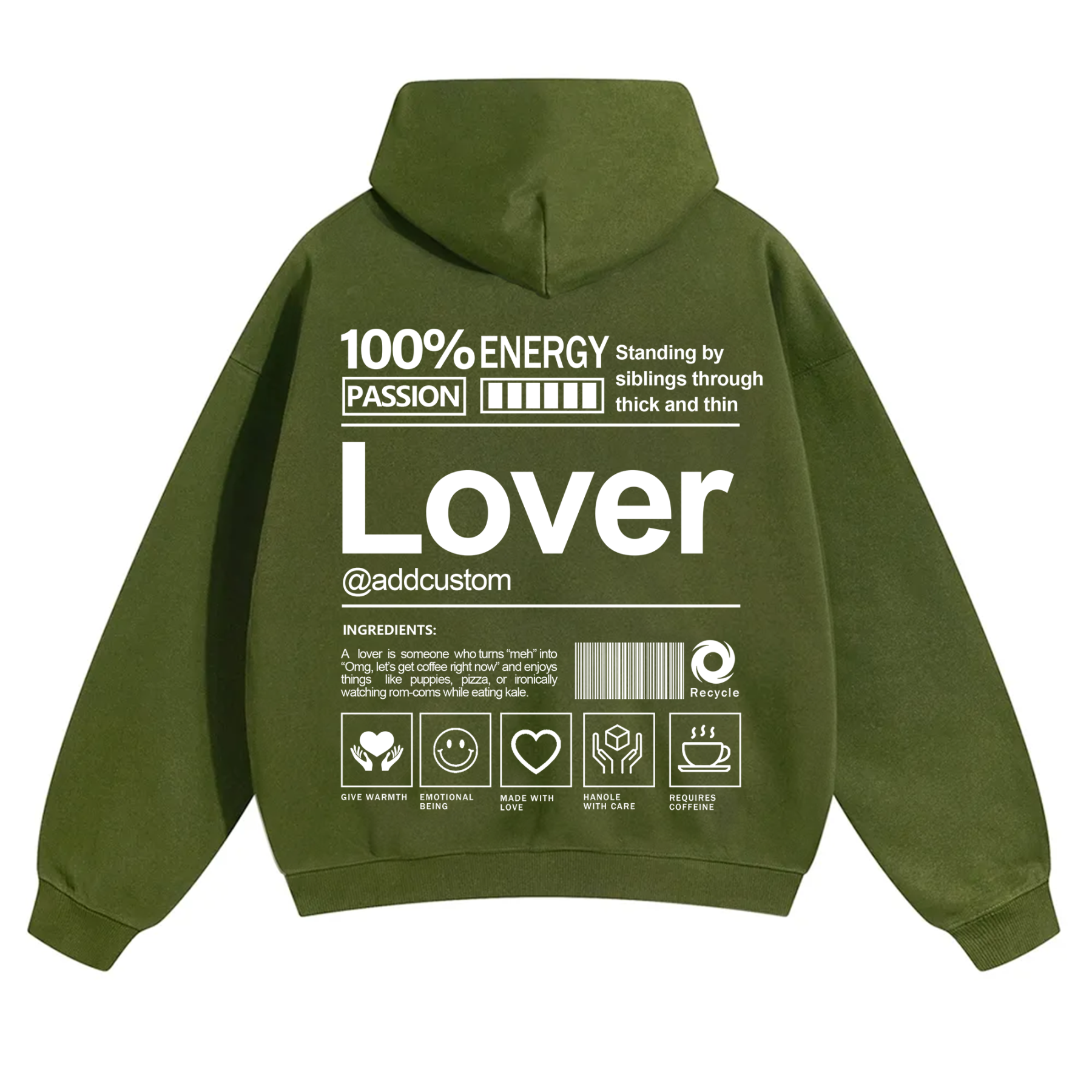 Lover Addcustom Solid Color Hoodie