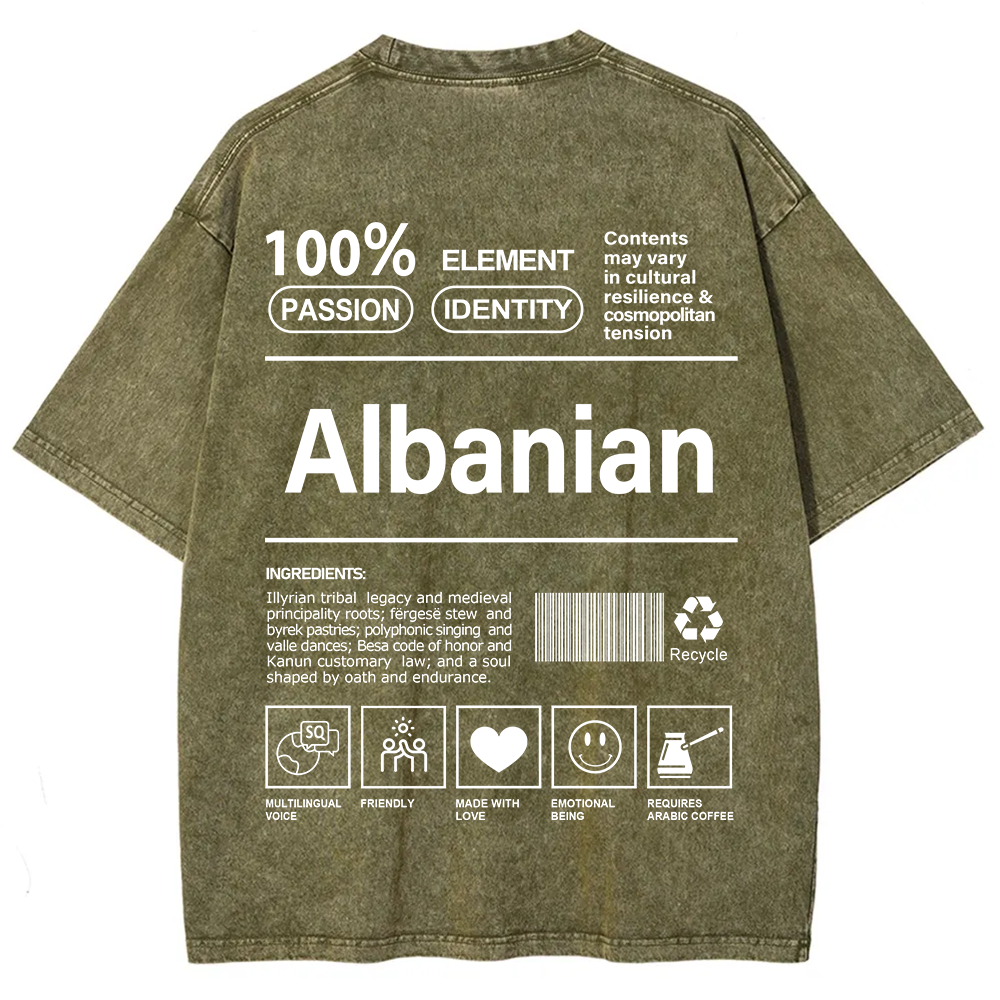 Albanian Unisex Fit  Washed T-Shirt