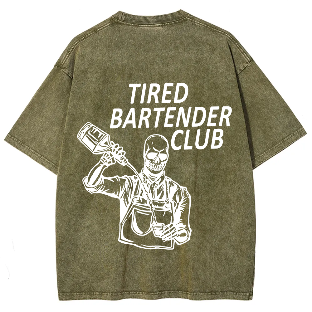 Tired Bartender Club Unisex Fit  Washed T-Shirt