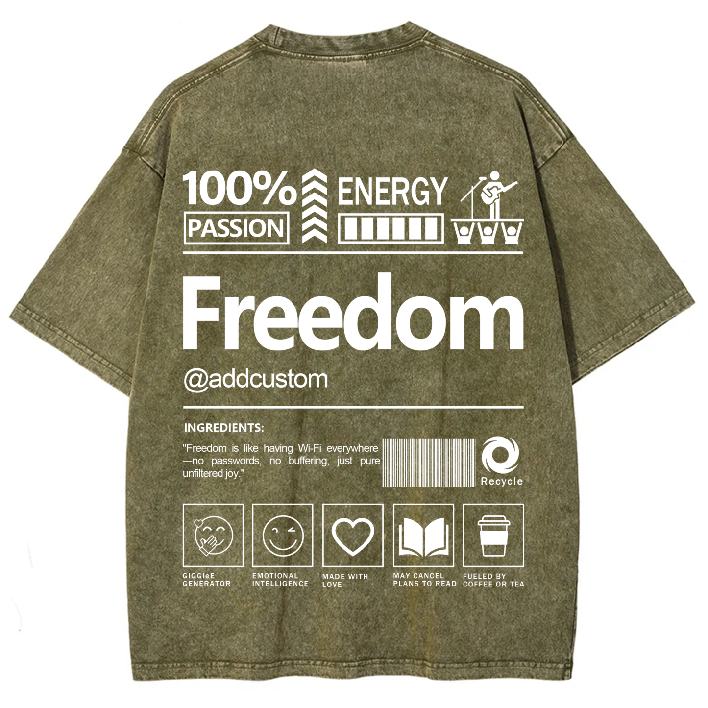 Freedom Addcustom Washed T-Shirt