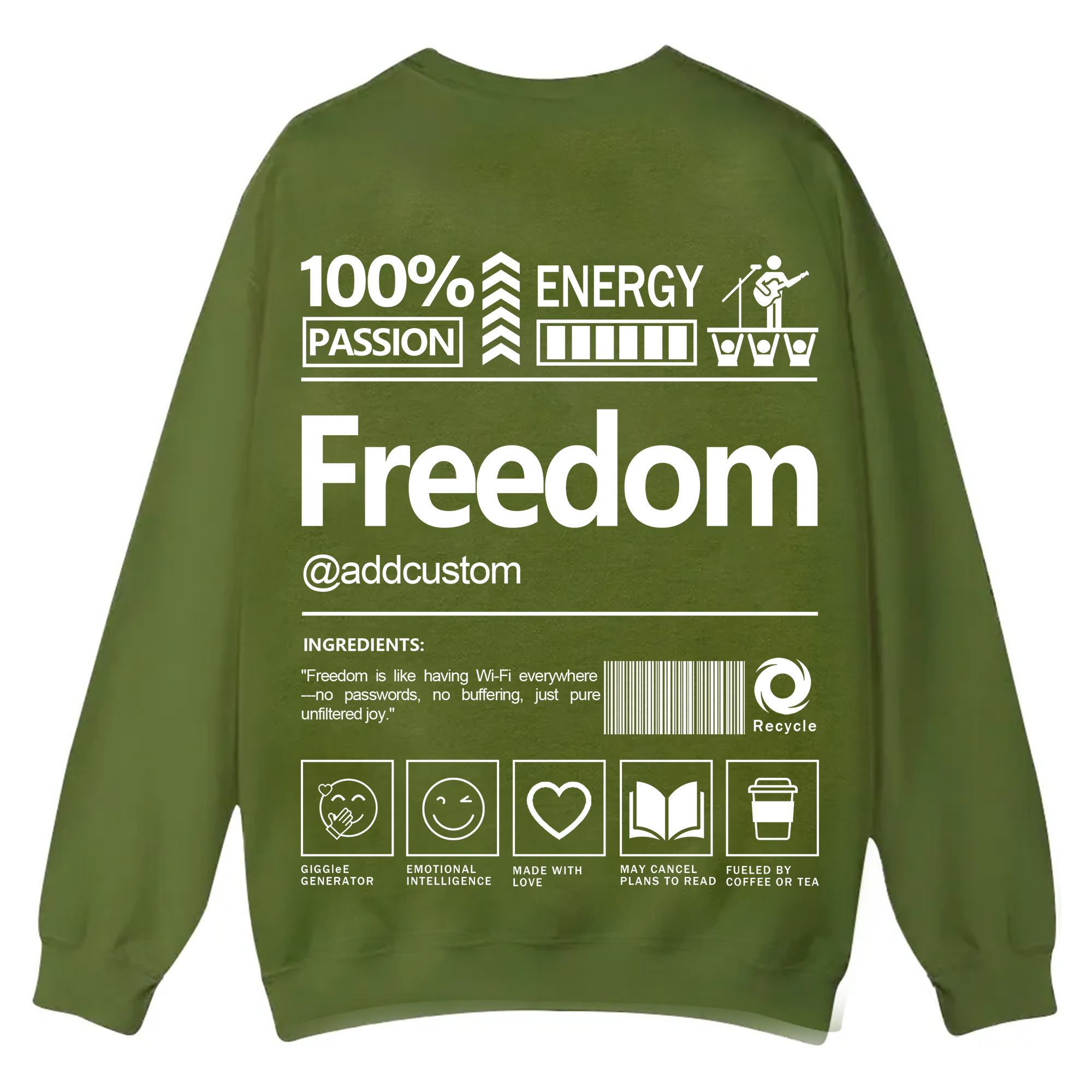 Freedom Addcustom Casual Crewneck Sweatshirt