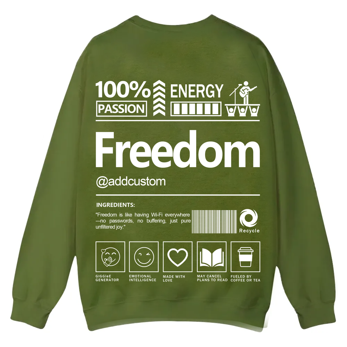 Freedom Addcustom Casual Crewneck Sweatshirt