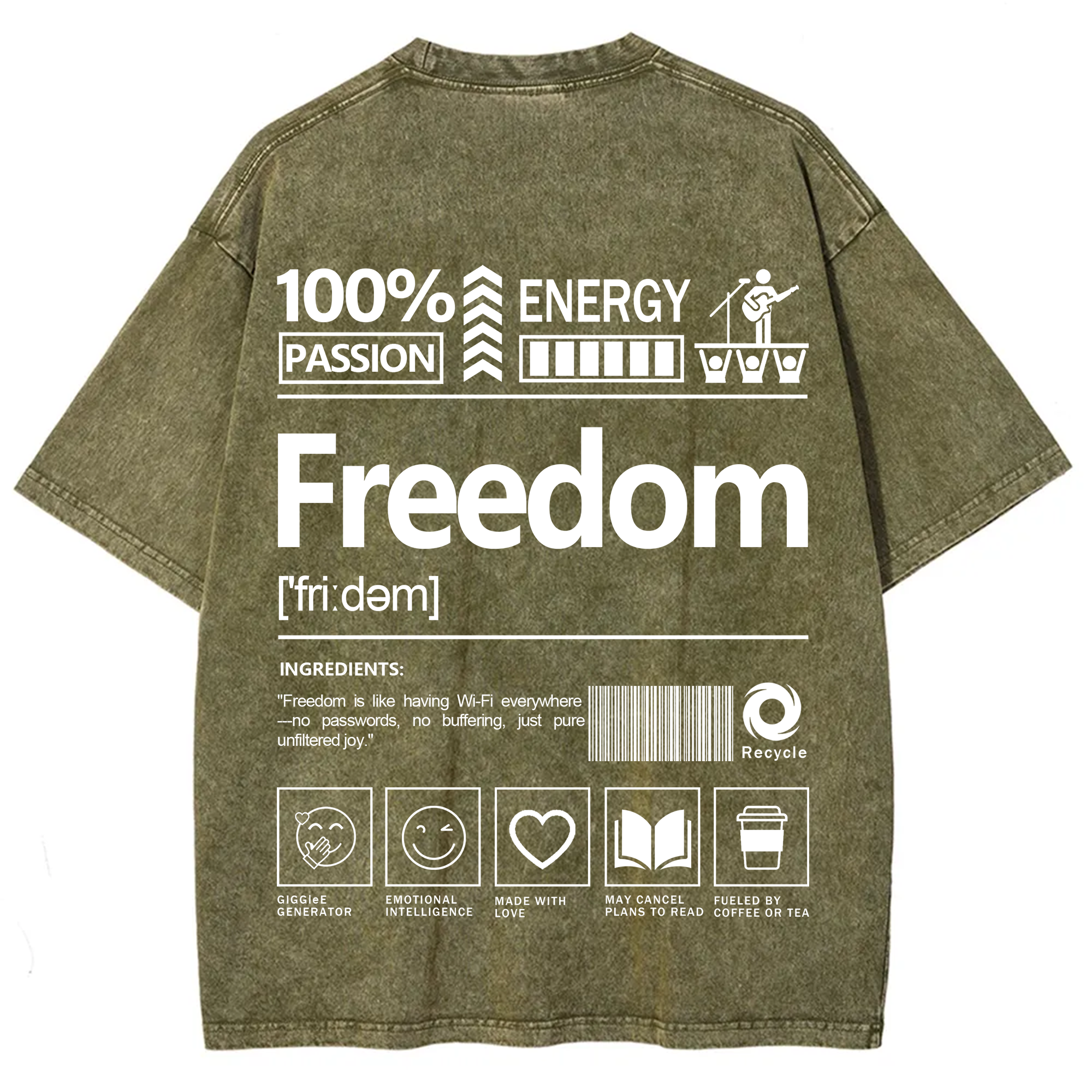 Freedom Unisex Fit Washed T-Shirt