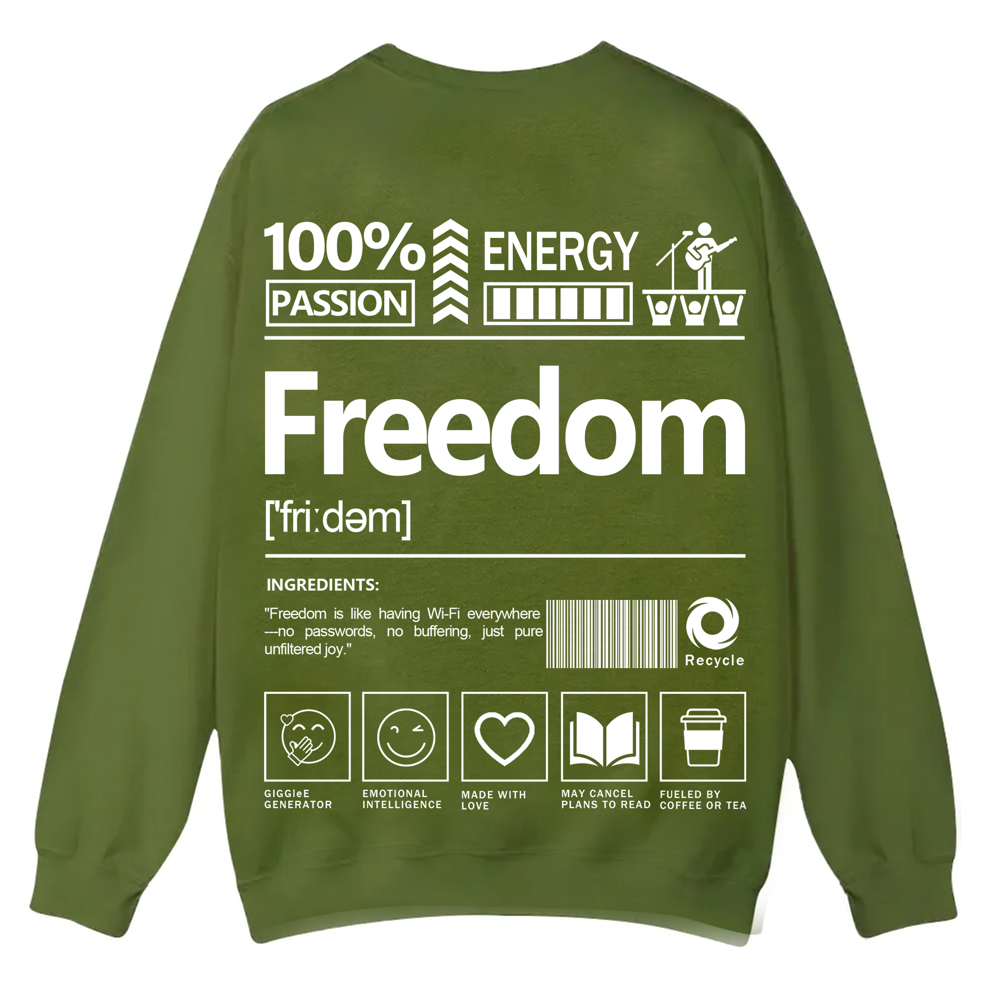 Freedom Unisex Fit Casual Crewneck Sweatshirt