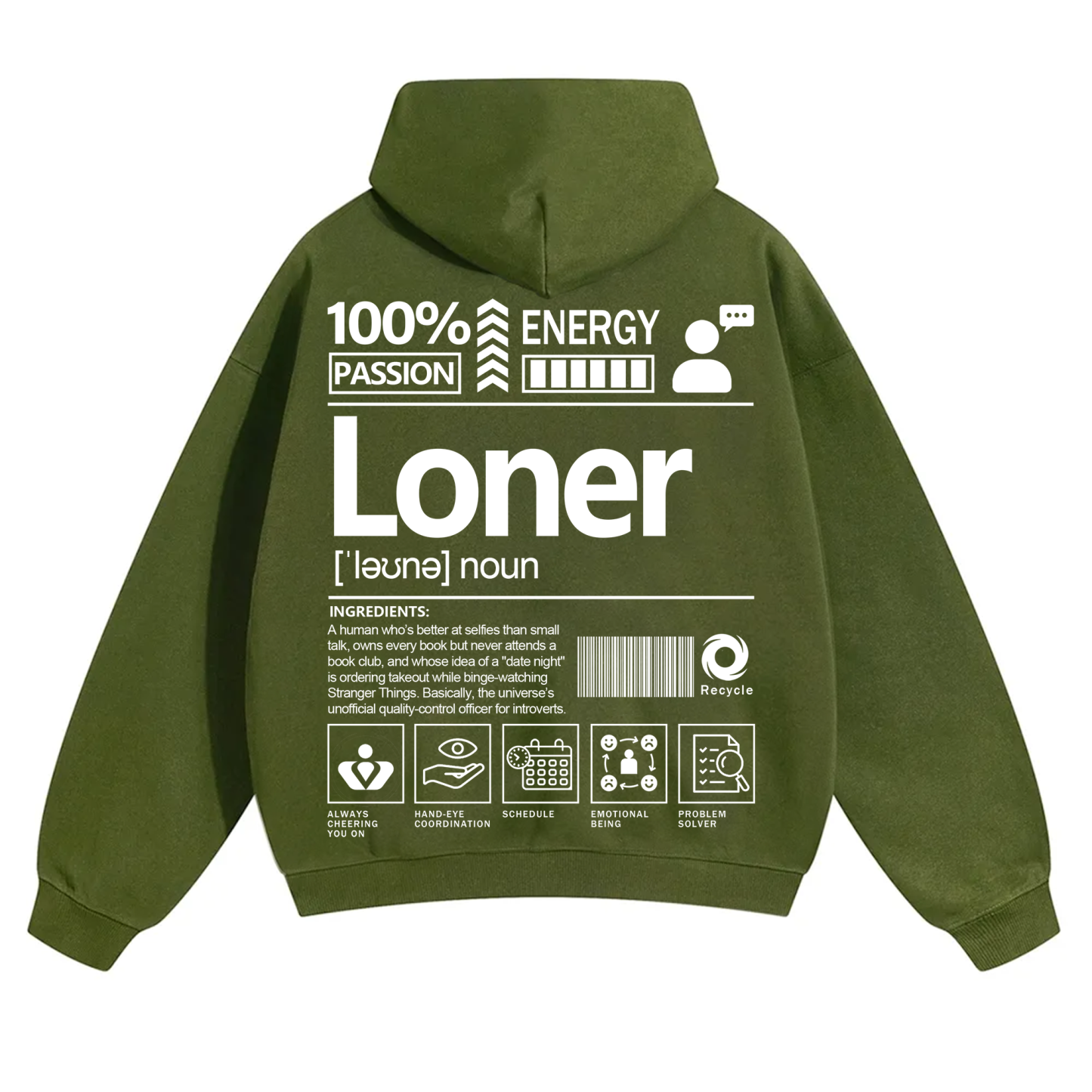 Loner Unisex Fit Solid Color Hoodie