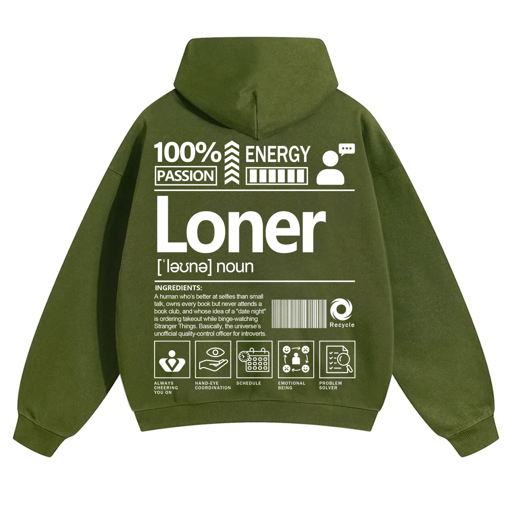 Loner Unisex Fit Solid Color Hoodie