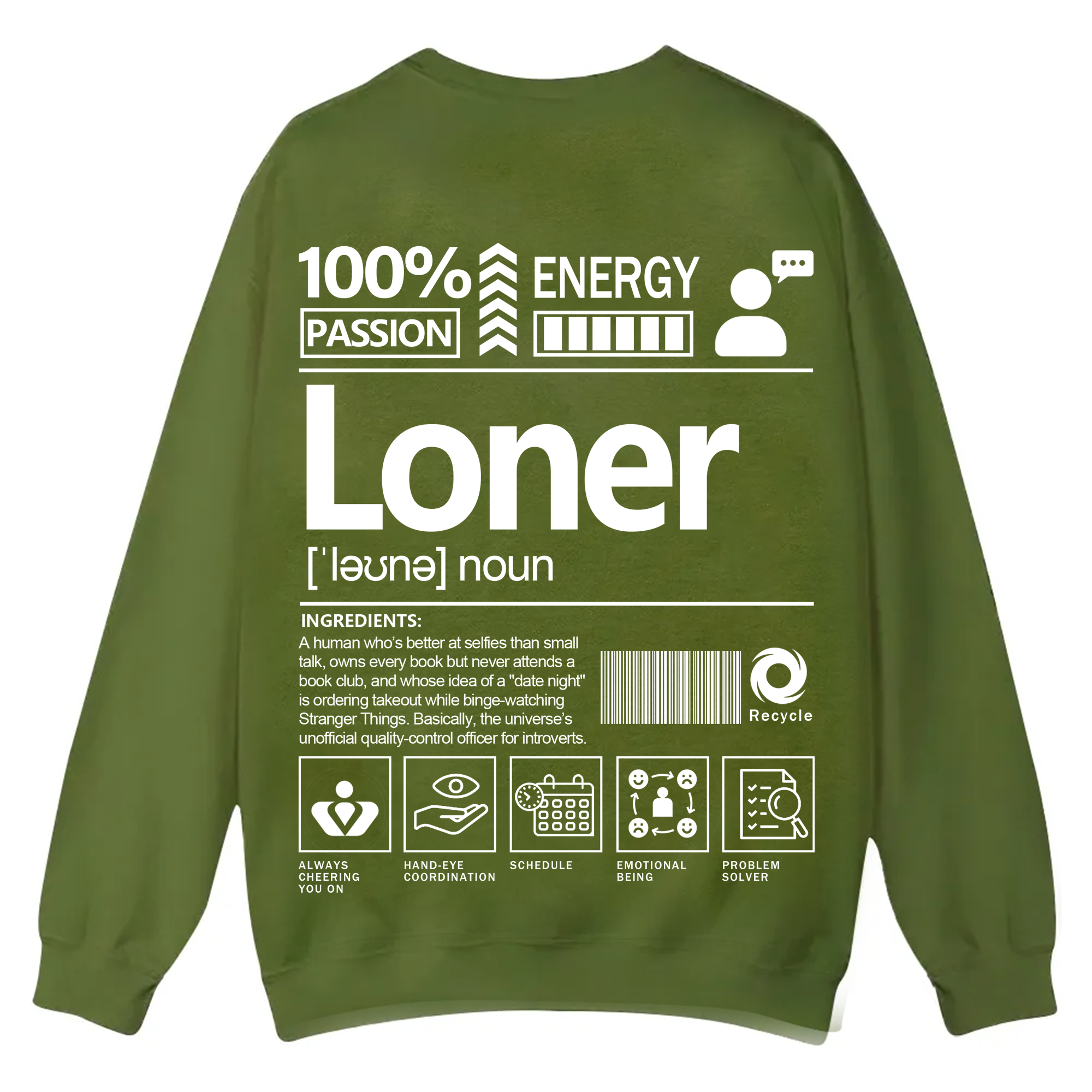 Loner Unisex Fit Casual Crewneck Sweatshirt