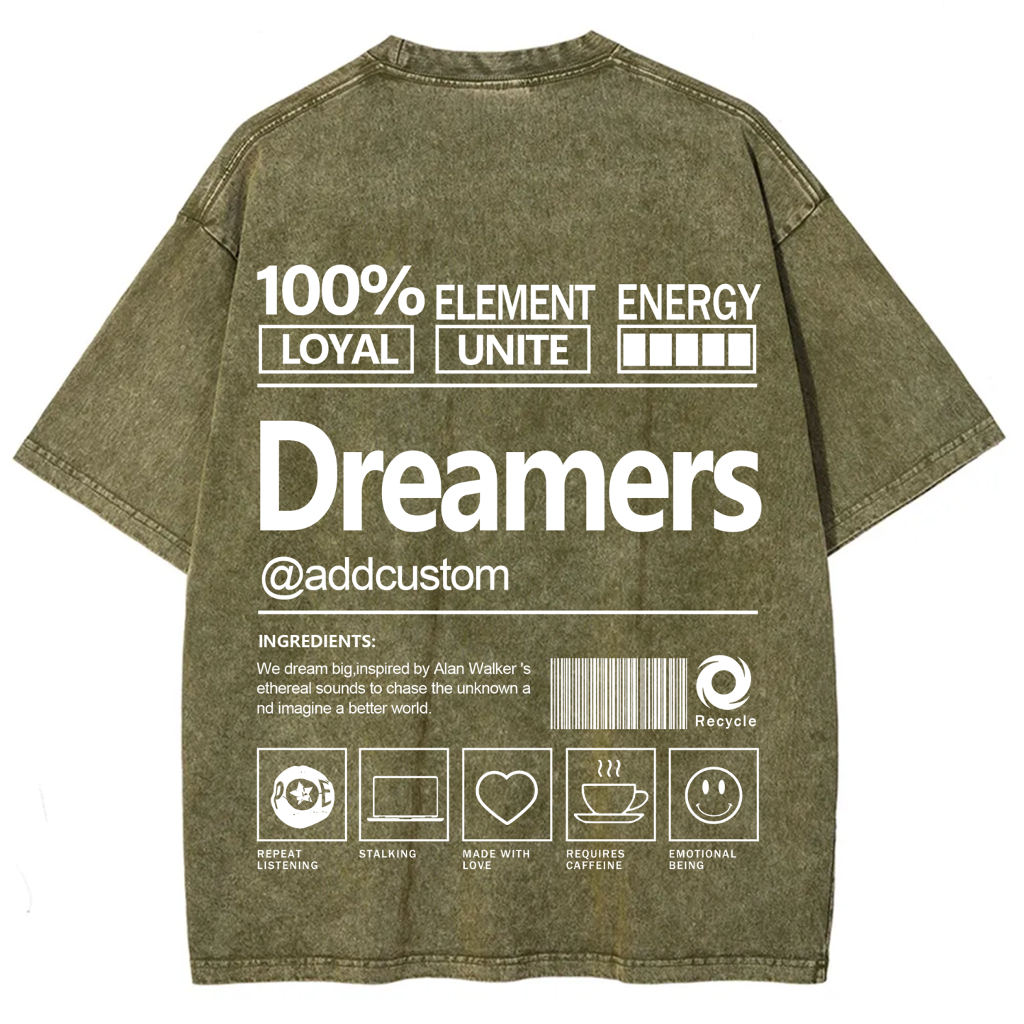 Dreamers Addcustom Unisex Fit Washed T-Shirt