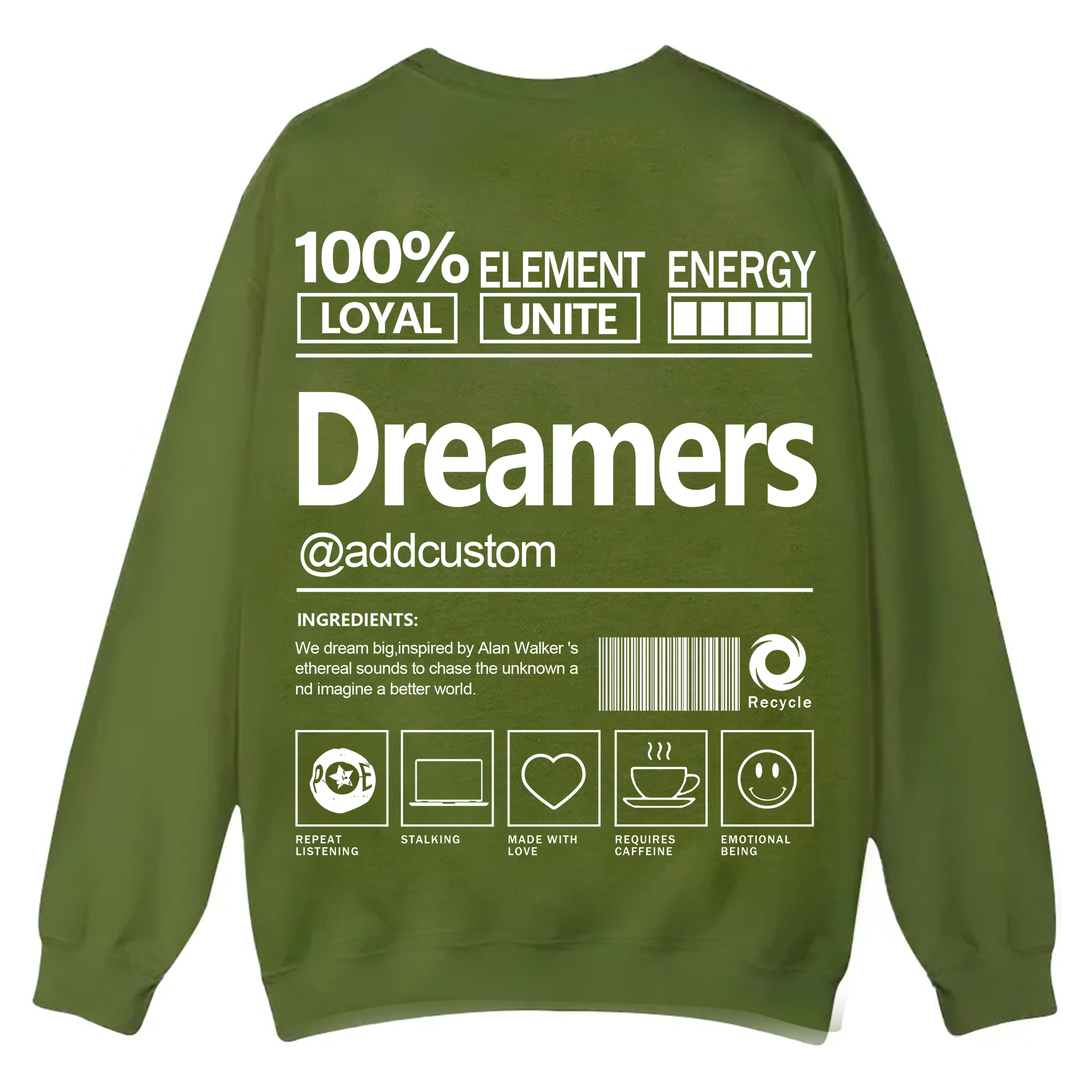 Dreamers Addcustom Unisex Fit Casual Crewneck Sweatshirt