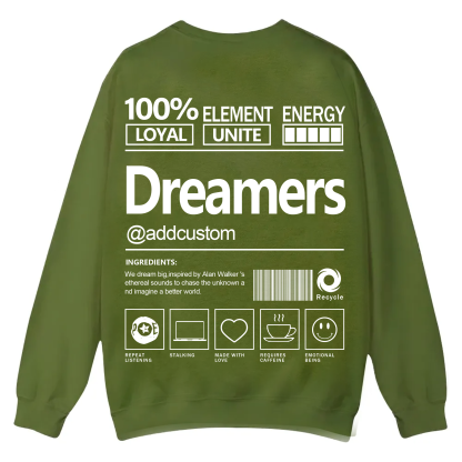 Dreamers Addcustom Unisex Fit Casual Crewneck Sweatshirt