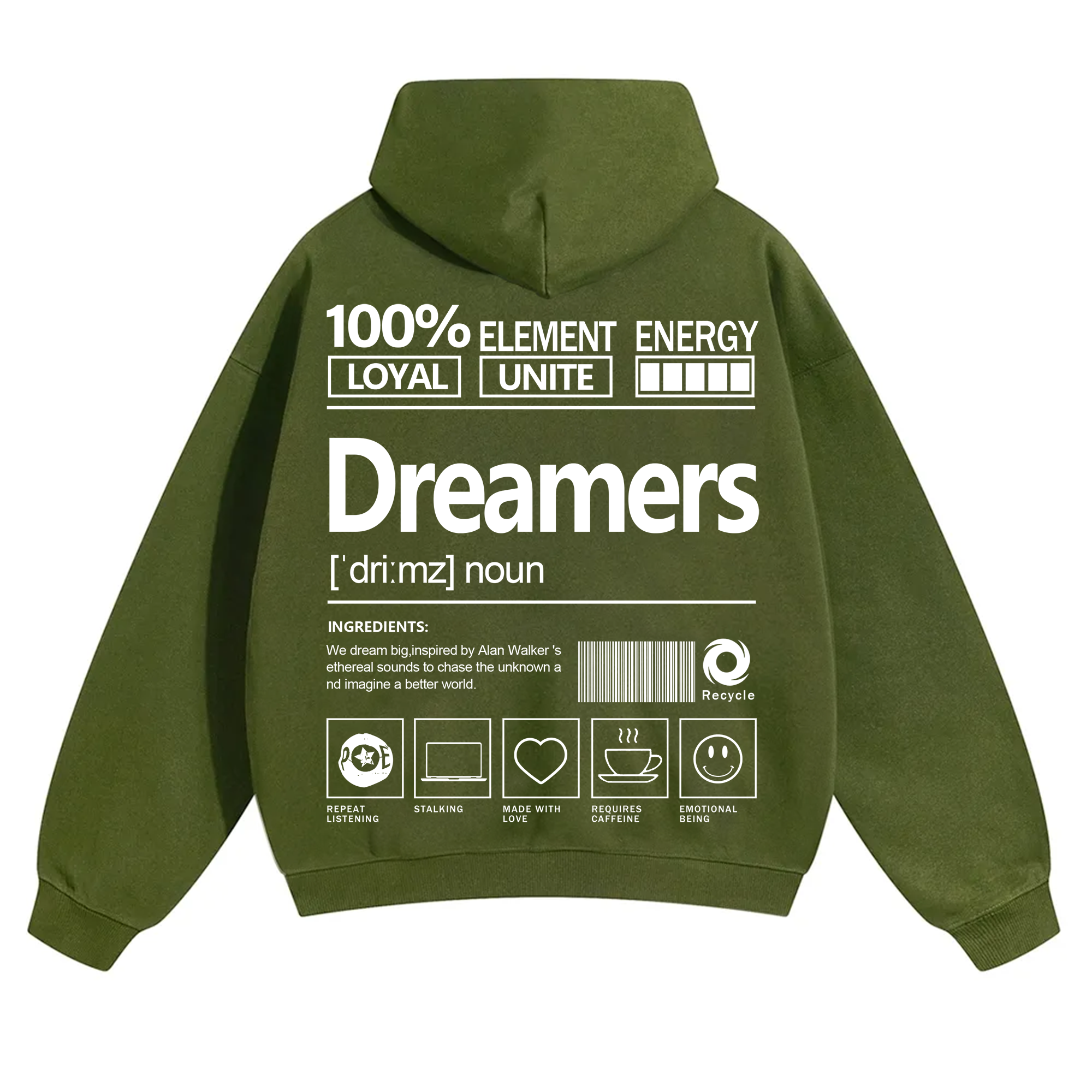 Dreamers Unisex Fit Solid Color Hoodie