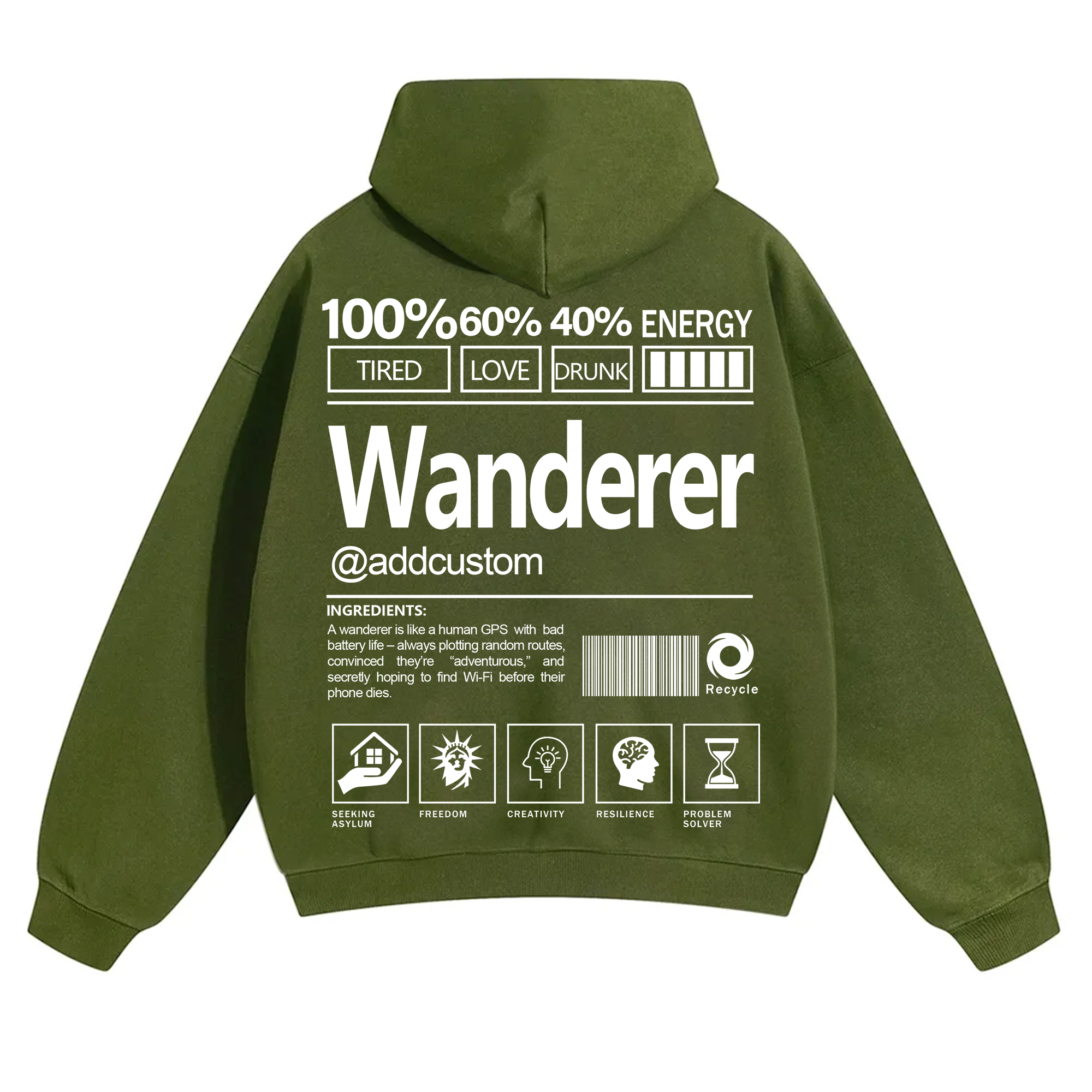 Wanderer Addcustom Unisex Fit Solid Color Hoodie