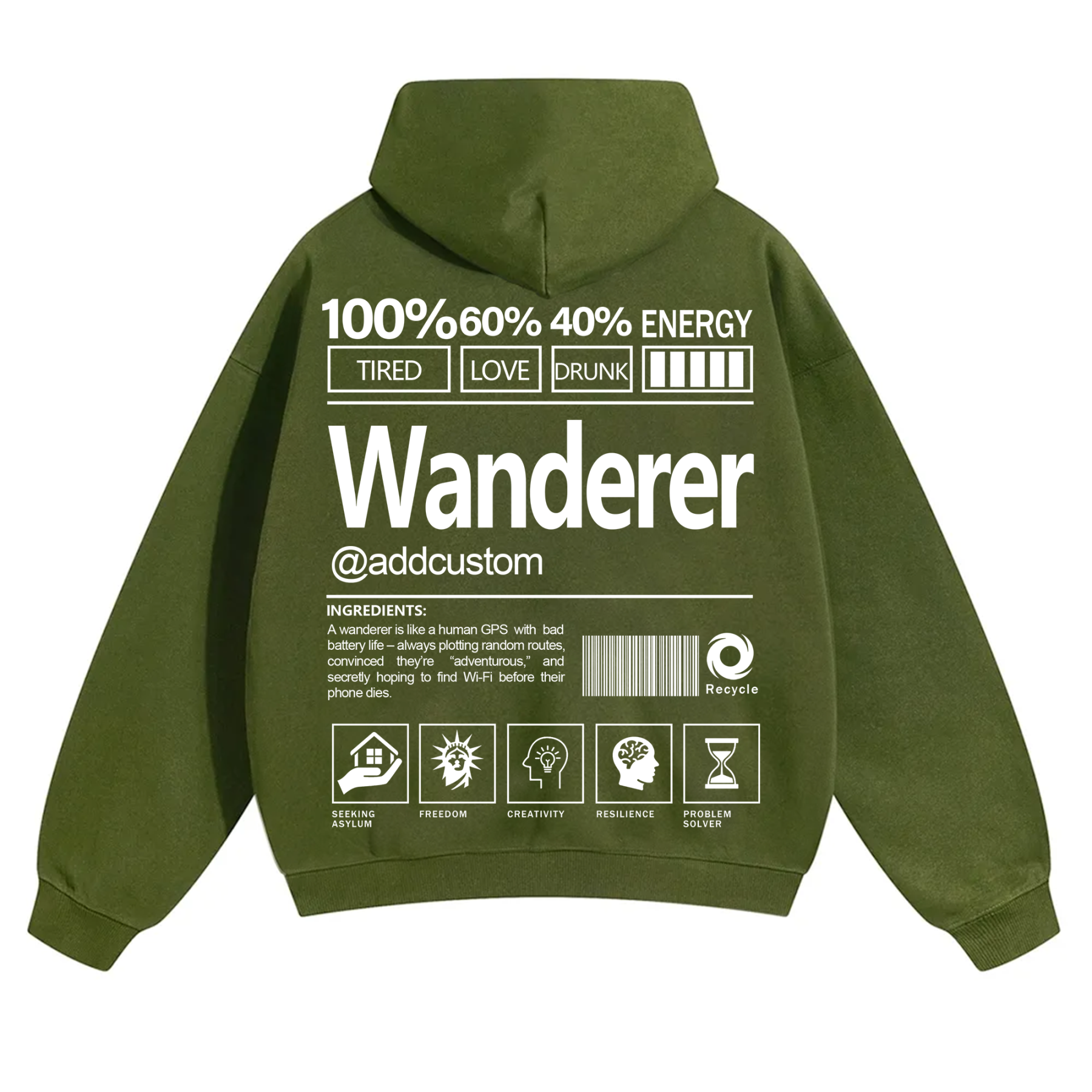 Wanderer Addcustom Unisex Fit Solid Color Hoodie